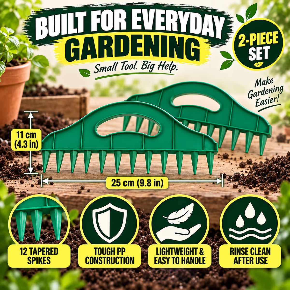 π± 2-Pack Garden Seed Spacing Tool β Multi-Row Soil Dibbler & Furrow Maker