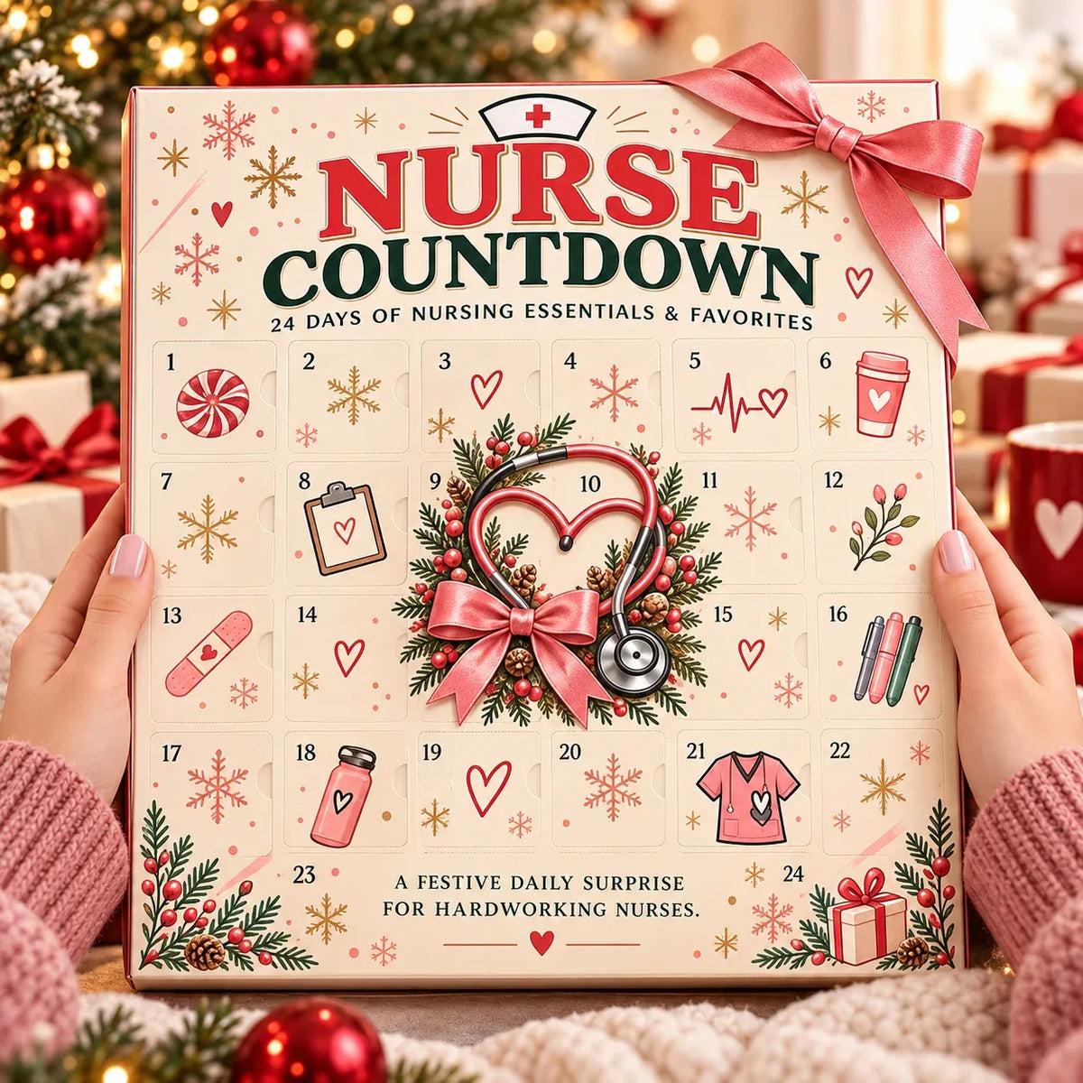 ❤️ CareHeroTM 24-Day Advent Calendar – Heartfelt Holiday Countdown Gift for Nurses