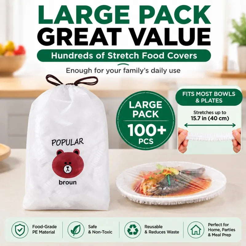 🥗100 PCS Disposable Stretch Food Covers