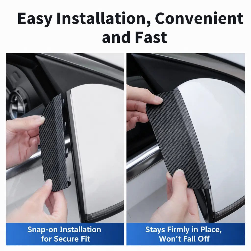 One Pair Snap-On Mirror Rain Visor Eyebrows, Waterproof Carbon Fiber Auto Exterior π
