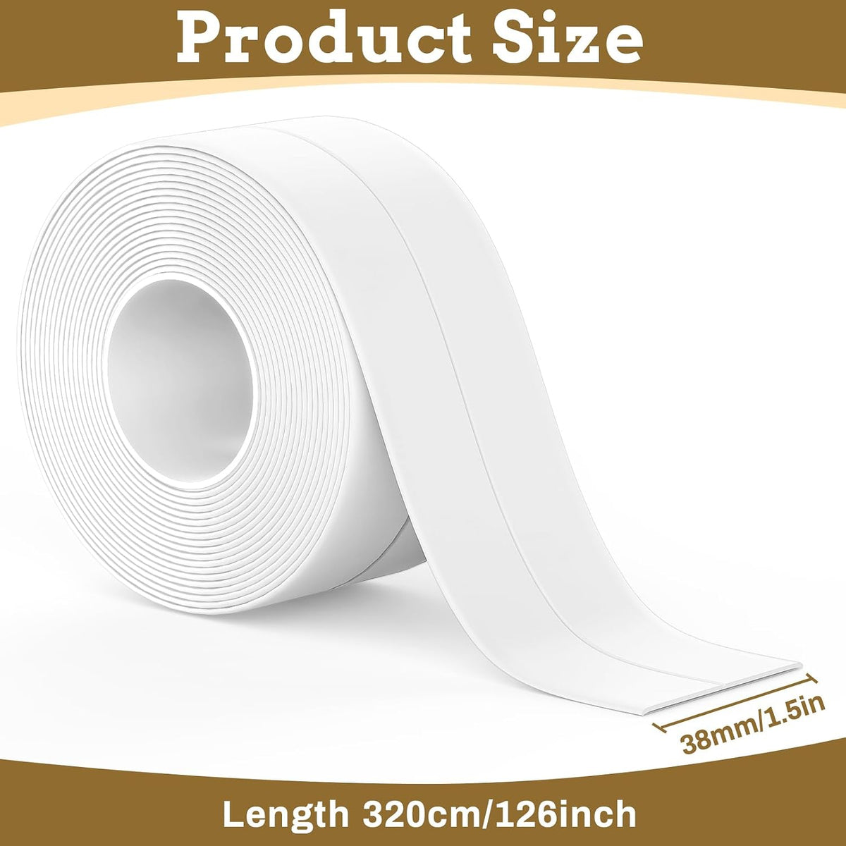 2Pcs White Caulk Tape Waterproof Self Adhesive