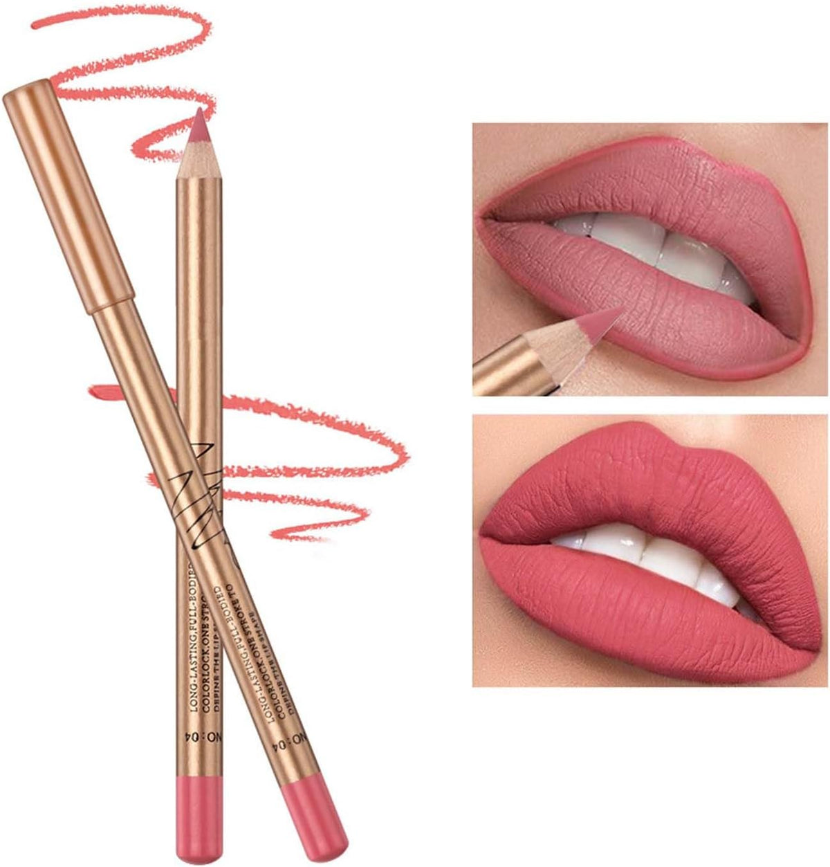 12 Pcs Matte Lip Liner Set with Sharpener, Blendable Lip Pencil π