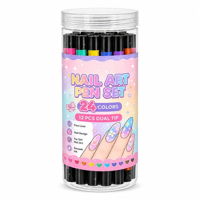 📢📢50% OFF !!⏰️ 24 Colors Dual Ended Nail Art Pens Set