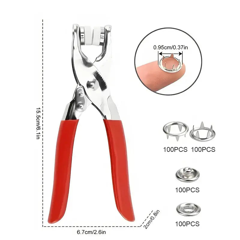 Seamless Stitching Sewing Kit-100Pcs Invisible Colored Metal Buckle & Manual Pressure Pliers π§