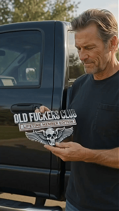 π OLD F*CKERS CLUB Metal Car Emblem | Chrome Peel-and-Stick Badge for Trucks, SUVs, Toolboxes & Garages π