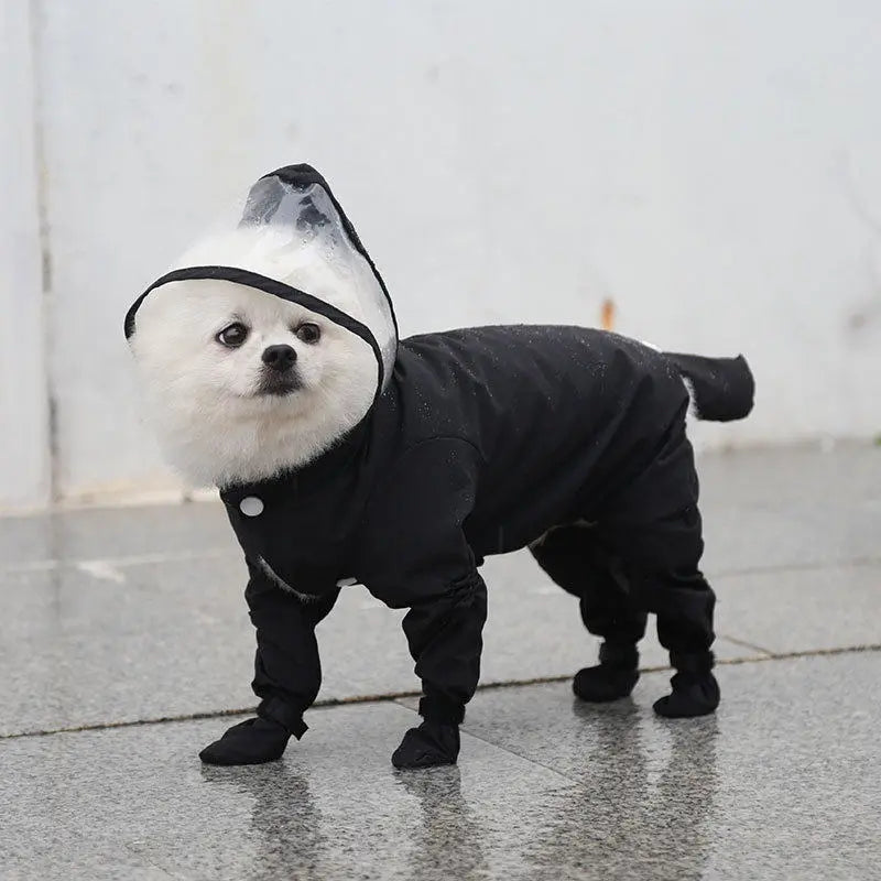 Waterproof 4-Leg Dog Raincoat with Hood & Attached Boots ๐ถ