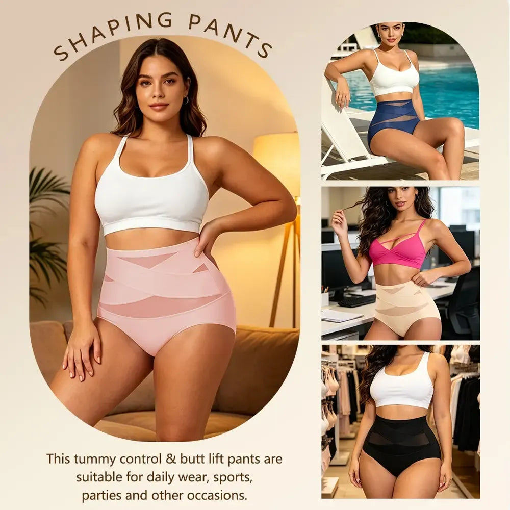 Women's Sheer High Waist Shaping Underwear, Sexy Mesh Shapewear Panty ✨