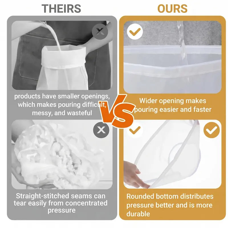 3 Pcs Bowl-Shaped Nylon Nut Milk Bag, Reusable Strainer Bags 🥛