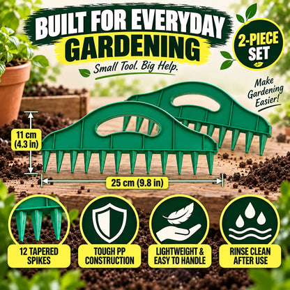 🌱 2-Pack Garden Seed Spacing Tool – Multi-Row Soil Dibbler & Furrow Maker