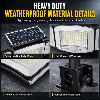 ☀️ Solar 3-Head Motion Sensor Security Light – Adjustable Outdoor Pathway