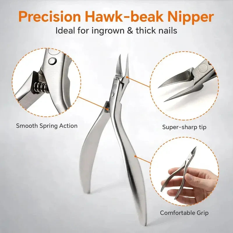 📢50% OFF !! ⏰Stainless Steel Ingrown Toenail Clipper and Dead Skin Nipper 2 Piece Manicure Set