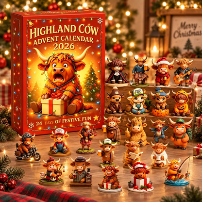 🎄 Highland Cow Advent Calendar 2026 – 24-Day Collectible Figurine Countdown