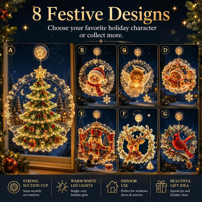 🏅 2026 Best Seller ✨🎄Lighted Christmas Window Decoration with Suction Cup Flat Version | Warm LED Window Light with Double-Layer Design & Multiple Festive Styles ✨