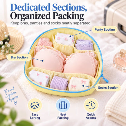 3-in-1 Travel Underwear Organizer Bag – Bra, Panty & Socks Storage Pouch