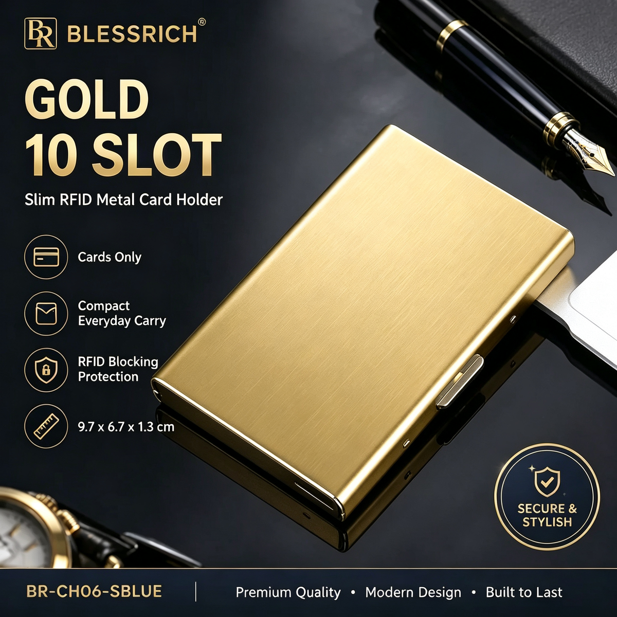 💸 Price Drop! 💰RFID-blocking card holder – stainless steel, slim design, 3 capacities. 📇✨