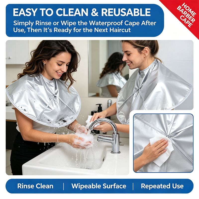 Portable Waterproof Hair Cutting Cape - Reusable Barber Bib Hair Catcher Apron for Household & Salon