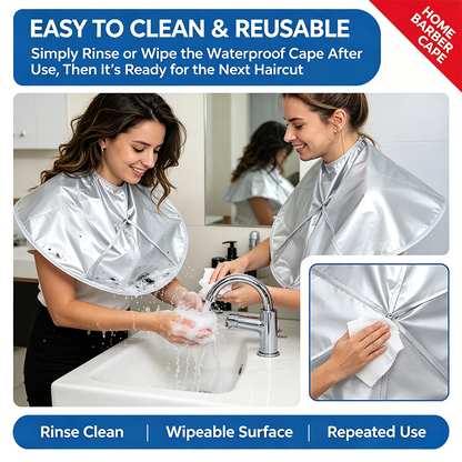Portable Waterproof Hair Cutting Cape - Reusable Barber Bib Hair Catcher Apron for Household & Salon