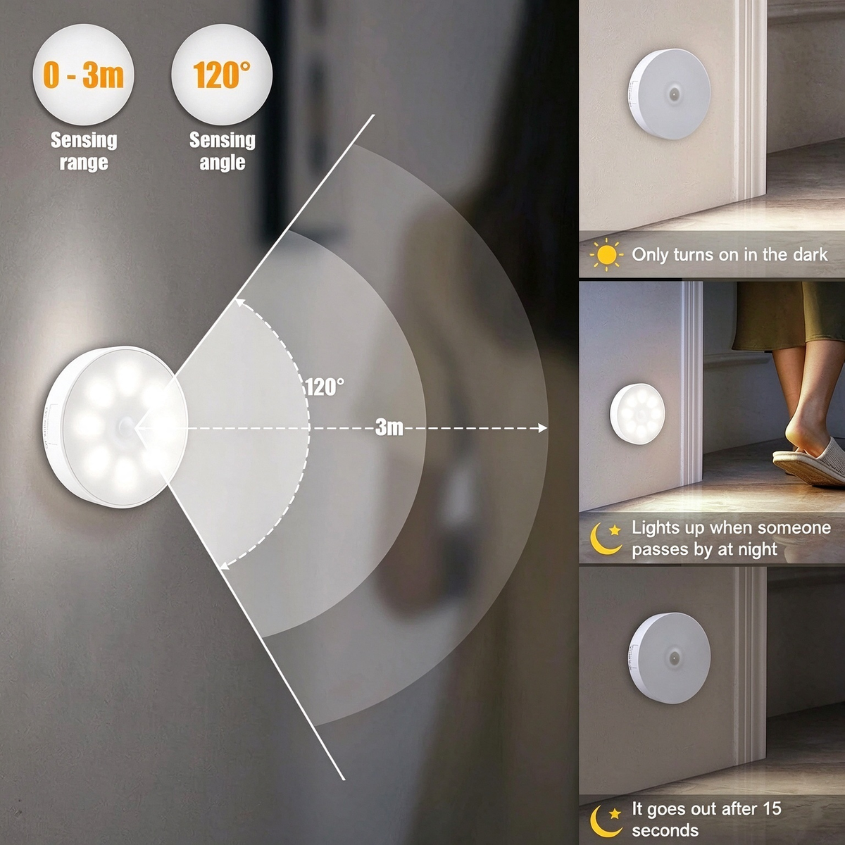 6 Pcs Motion Sensor Light, Rechargeable Night Light 💡
