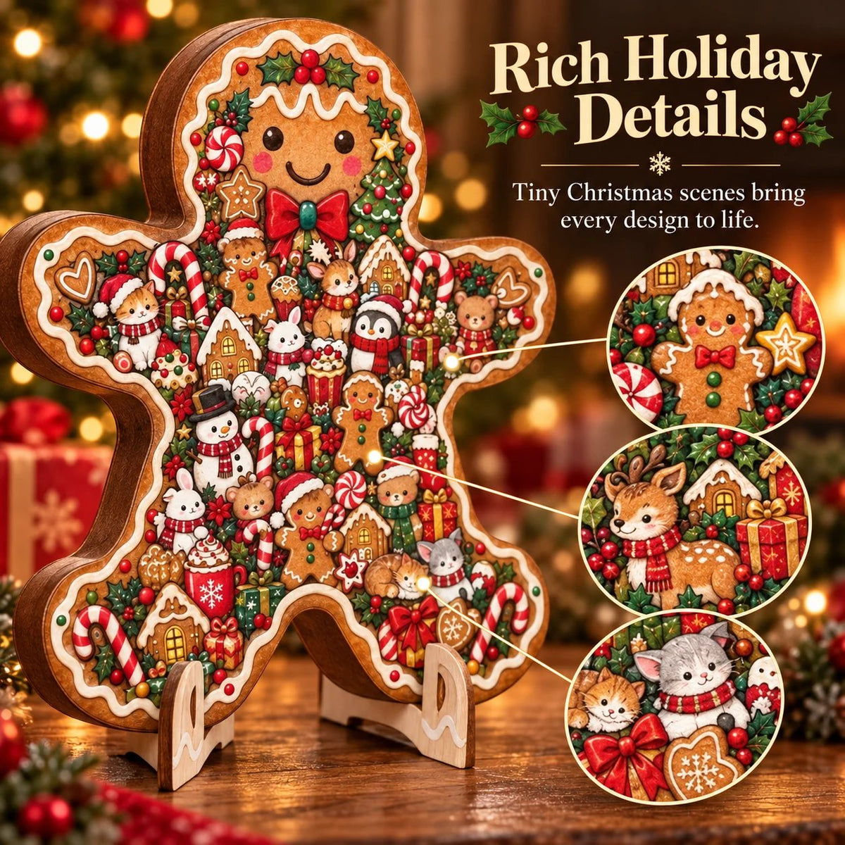 ⏳ Last Day 49% OFF – 🎄 20 cm Christmas Wooden Puzzle with Stand | 9 Festive Designs to Build & Display 🧩