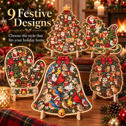⏳ Last Day 49% OFF – 🎄 20 cm Christmas Wooden Puzzle with Stand | 9 Festive Designs to Build & Display 🧩