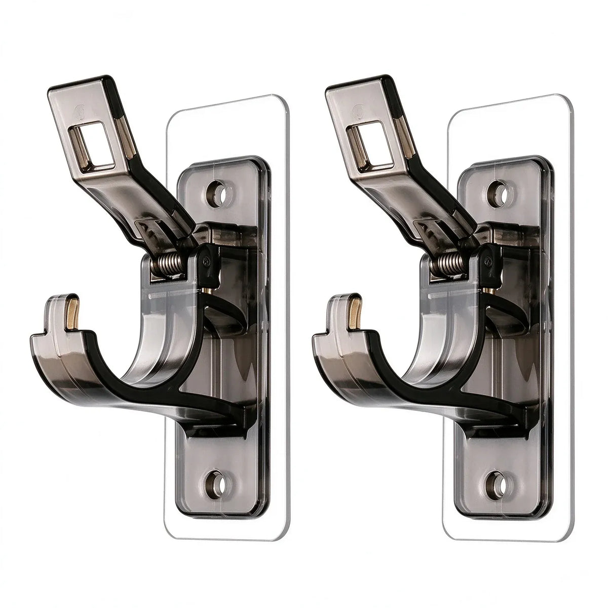 2-Pack No-Drill Curtain Rod Brackets, Self-Adhesive Multifunctional Acrylic Gel Rod Holder Hooks 🏠