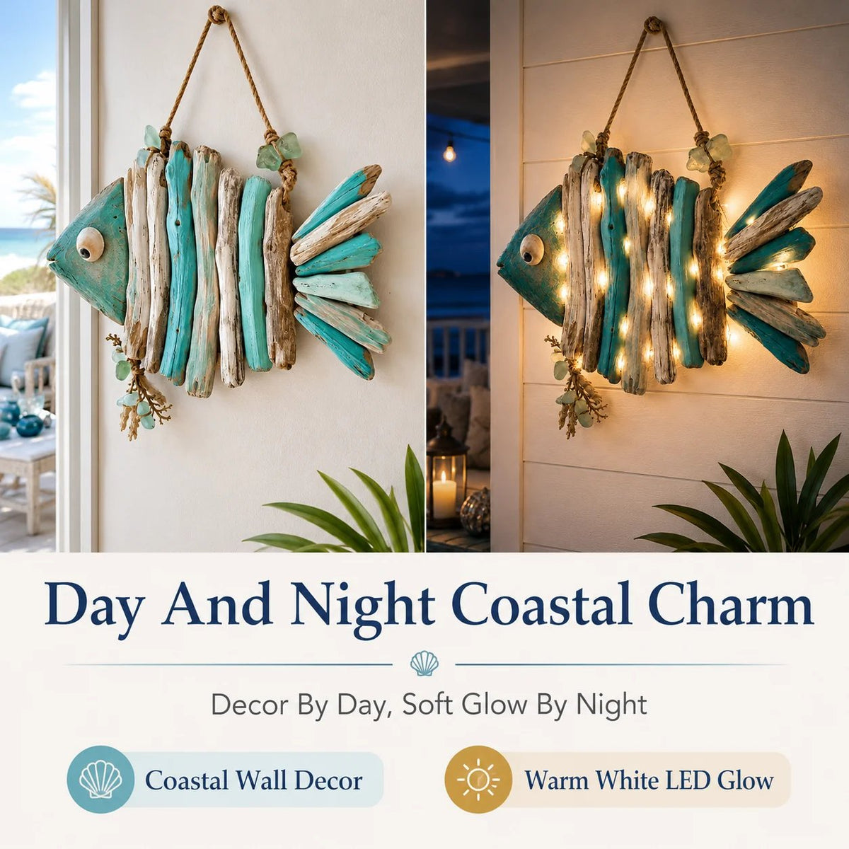 😍2D Lighted Coastal Fish Wall Decor-30*26cm