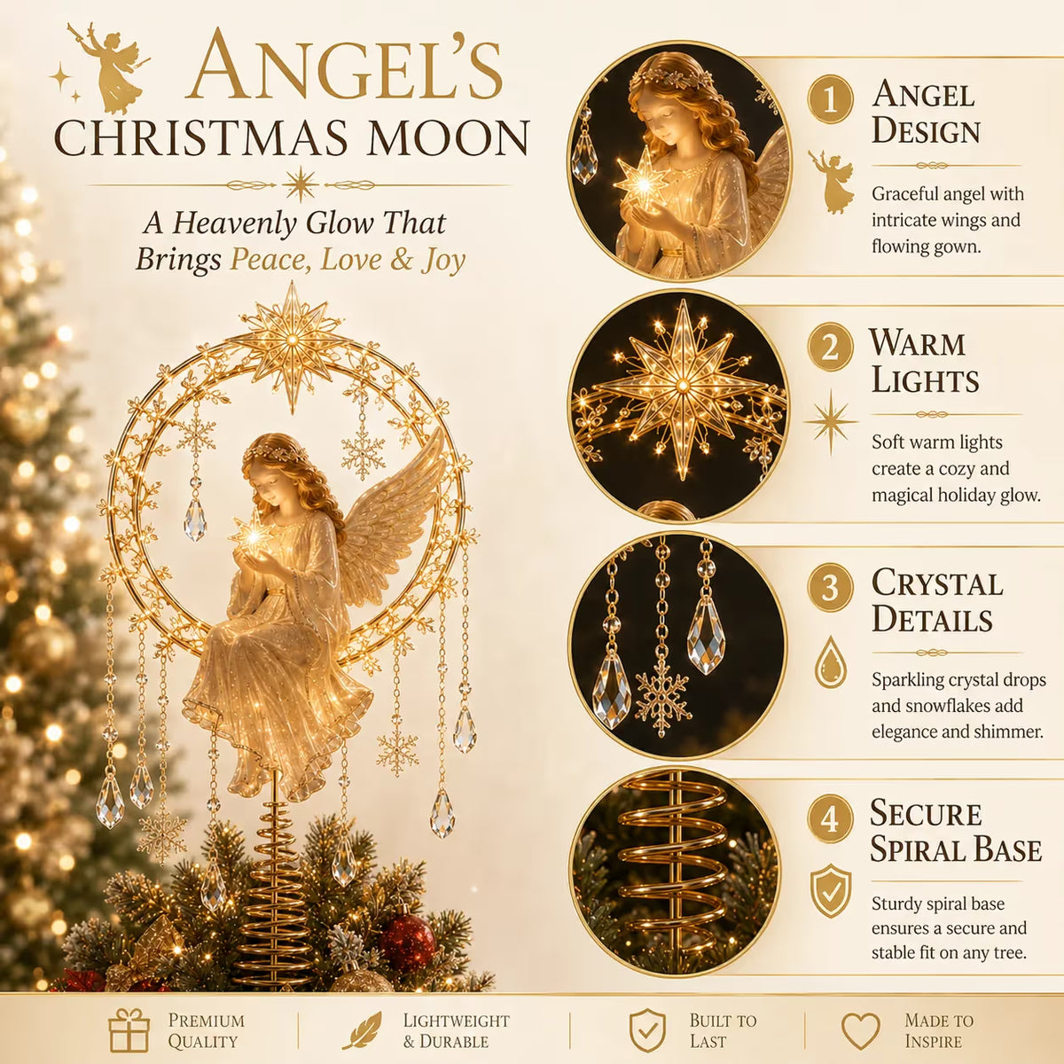 🔥Last Day 49% OFF✨ Angel’s Christmas MoonTM Lighted Angel Tree Topper