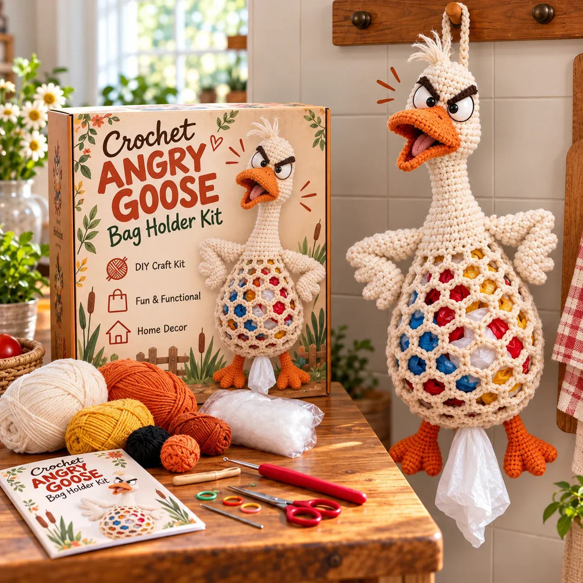 🔥LAST DAY 49% OFF – 🌼 Cottage Harvest KeepersTM — Crochet Animal Bag Holder DIY Kit | 11 Adorable Designs