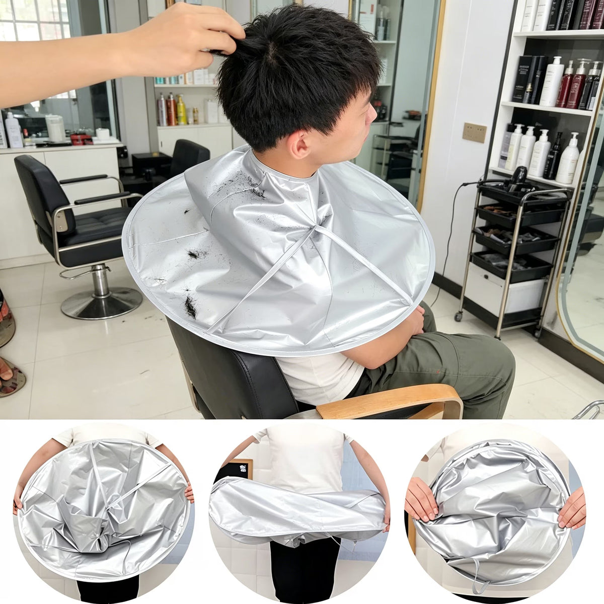 Portable Waterproof Hair Cutting Cape - Reusable Barber Bib Hair Catcher Apron for Household & Salon