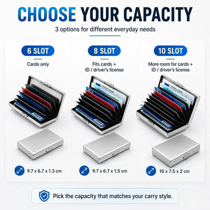 💸 Price Drop! 💰RFID-blocking card holder – stainless steel, slim design, 3 capacities. 📇✨