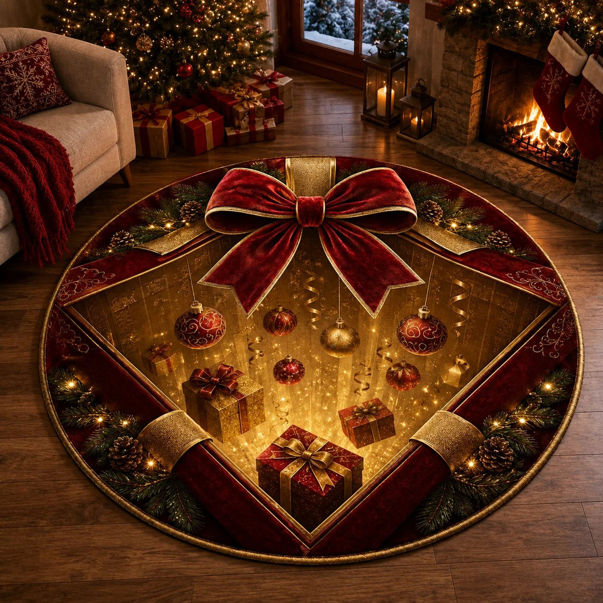 🎄 Christmas 3D Illusion Rug – Magical Holiday Portal Floor Decor