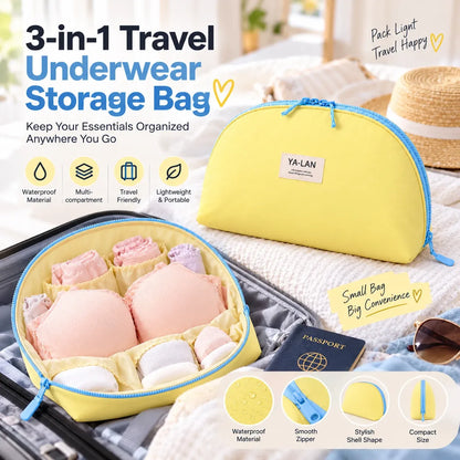 3-in-1 Travel Underwear Organizer Bag – Bra, Panty & Socks Storage Pouch