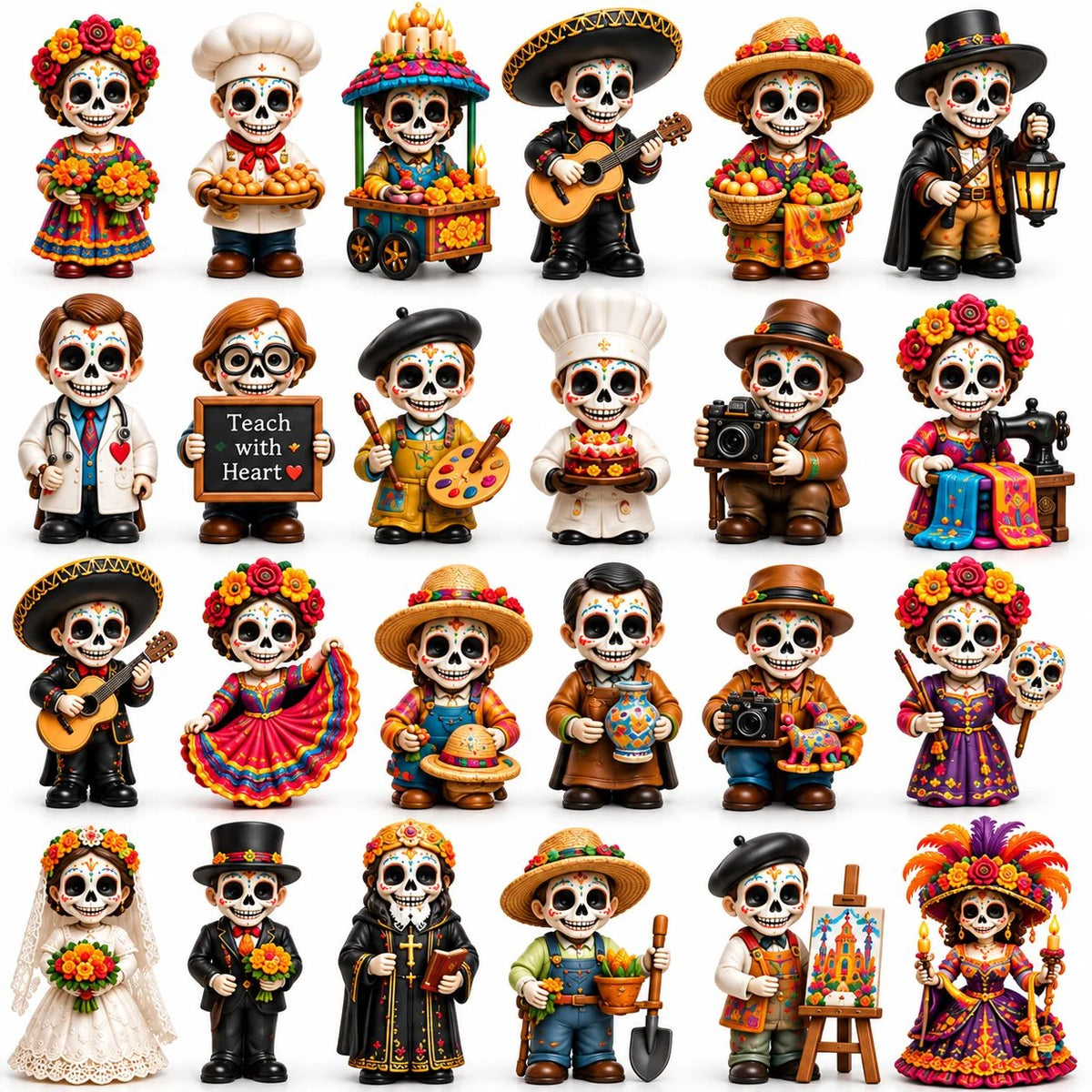🧡💀 24 Days of Día de Muertos Professions Advent Calendar 2026 – 24 Unique Calavera Collectible Figures