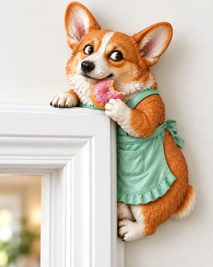 👀Adorable Corgi Door Frame Decor Funny Corner Wall Art