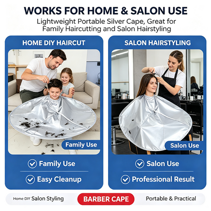 Portable Waterproof Hair Cutting Cape - Reusable Barber Bib Hair Catcher Apron for Household & Salon