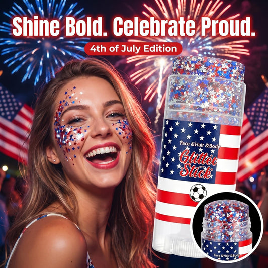 🦅4th of July Glitter Stick✨🔔Red, White & Blue Body & Hair Sparkle
