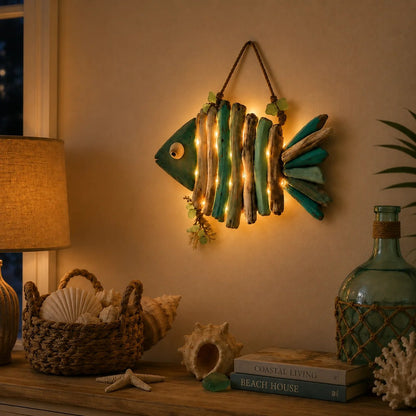 😍2D Lighted Coastal Fish Wall Decor-30*26cm