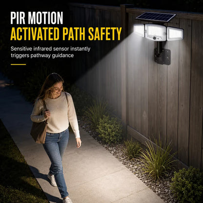 ☀️ Solar 3-Head Motion Sensor Security Light – Adjustable Outdoor Pathway