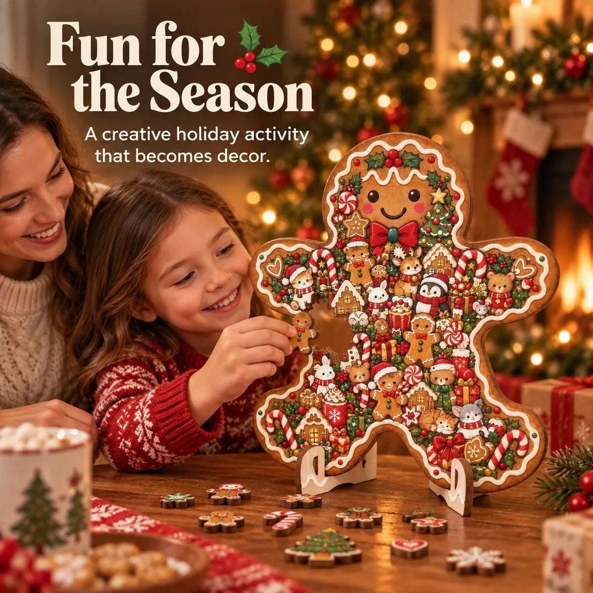 ⏳ Last Day 49% OFF – 🎄 20 cm Christmas Wooden Puzzle with Stand | 9 Festive Designs to Build & Display 🧩
