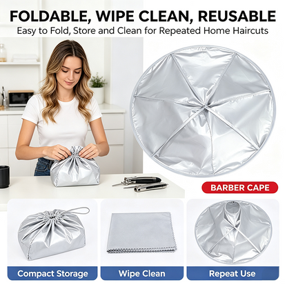 Portable Waterproof Hair Cutting Cape - Reusable Barber Bib Hair Catcher Apron for Household & Salon