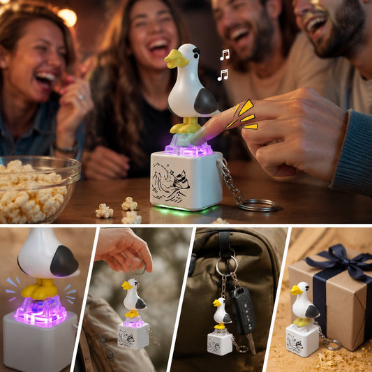 Seagull MINE! Button Keychain-Real Sound & LED Light, Funny Interactive Gift for Friends & Family summerwins