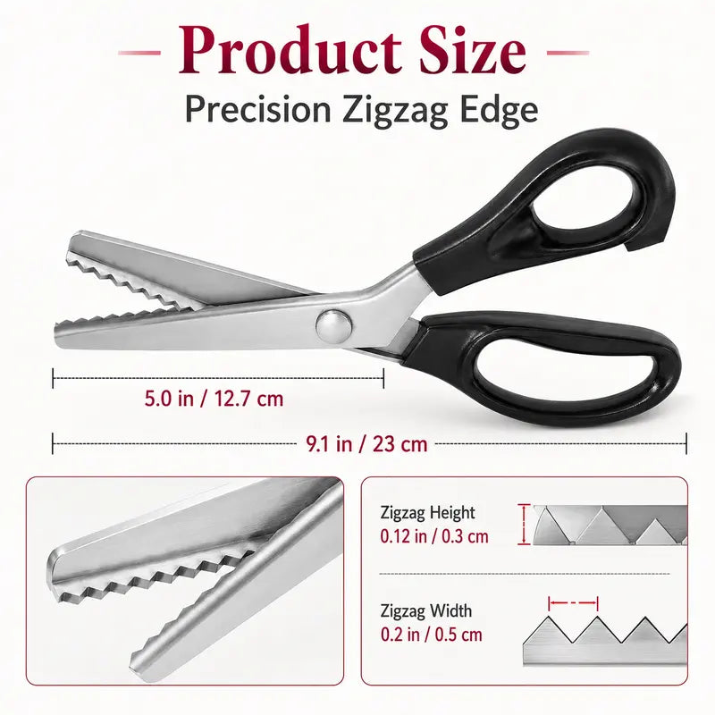 Pinking shears product dimensions and zigzag blade measurements