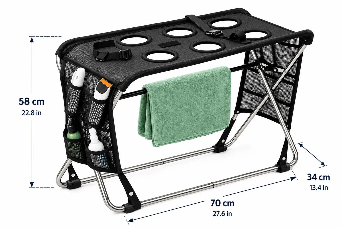 Folding Pet Grooming Hammock Quick Dry Mesh Anti-Scratch Pet Bathing Rack Multi Hole Detachable Dog Grooming Table Cat Grooming