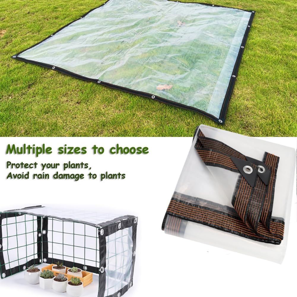 7x10FT Heavy Duty Waterproof PE Tarp Cover - Rainproof Tarp with Metal Grommets, Reinforced Edges & Fasteners for Balcony, Greenhouse, Plant Shield & Outdoor Storage