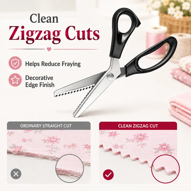 Clean zigzag fabric edge created by pinking shears