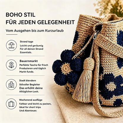 Handwoven Flower Bucket Bag, Boho Lightweight Crossbody Crochet Shoulder Bag👜