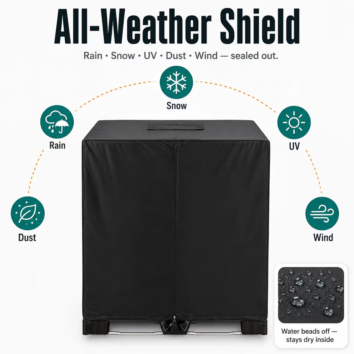 💧 Waterproof IBC Tote Cover – Heavy-Duty, UV-Blocking, Secure Fit