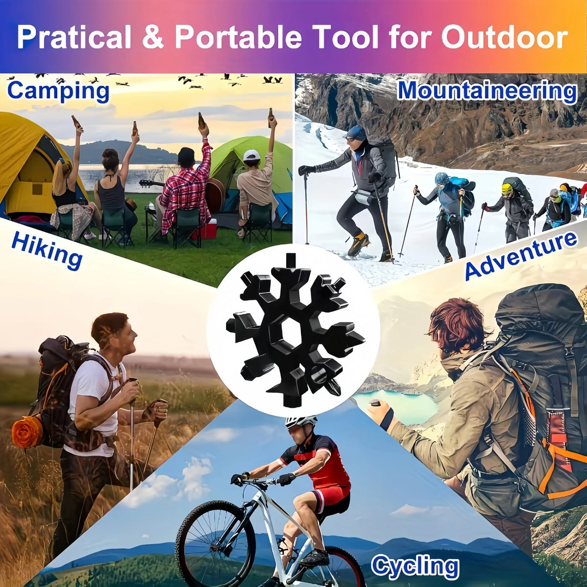 Viral 18‐in‐1 Snowflake Multi‐tool Stainless Steel Portable Wrench ❄️