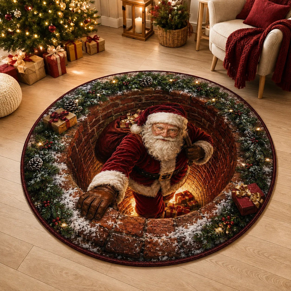 🎄 Christmas 3D Illusion Rug – Magical Holiday Portal Floor Decor