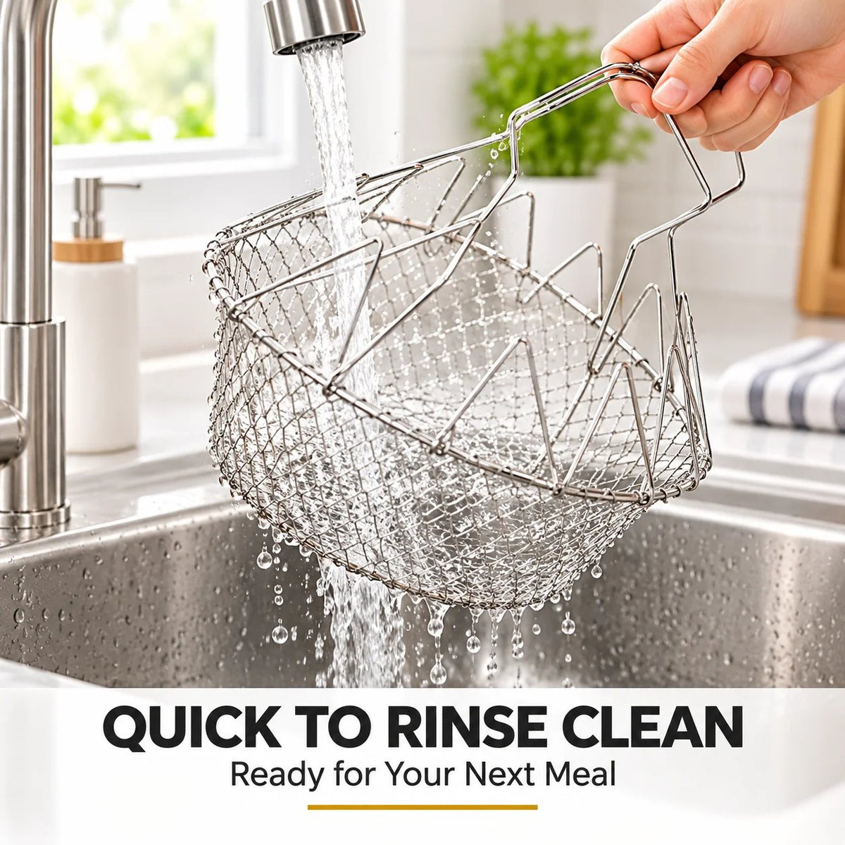 🔥 BUY 1 GET 1 FREE – Foldable Stainless Steel Frying Basket & Colander ✨
